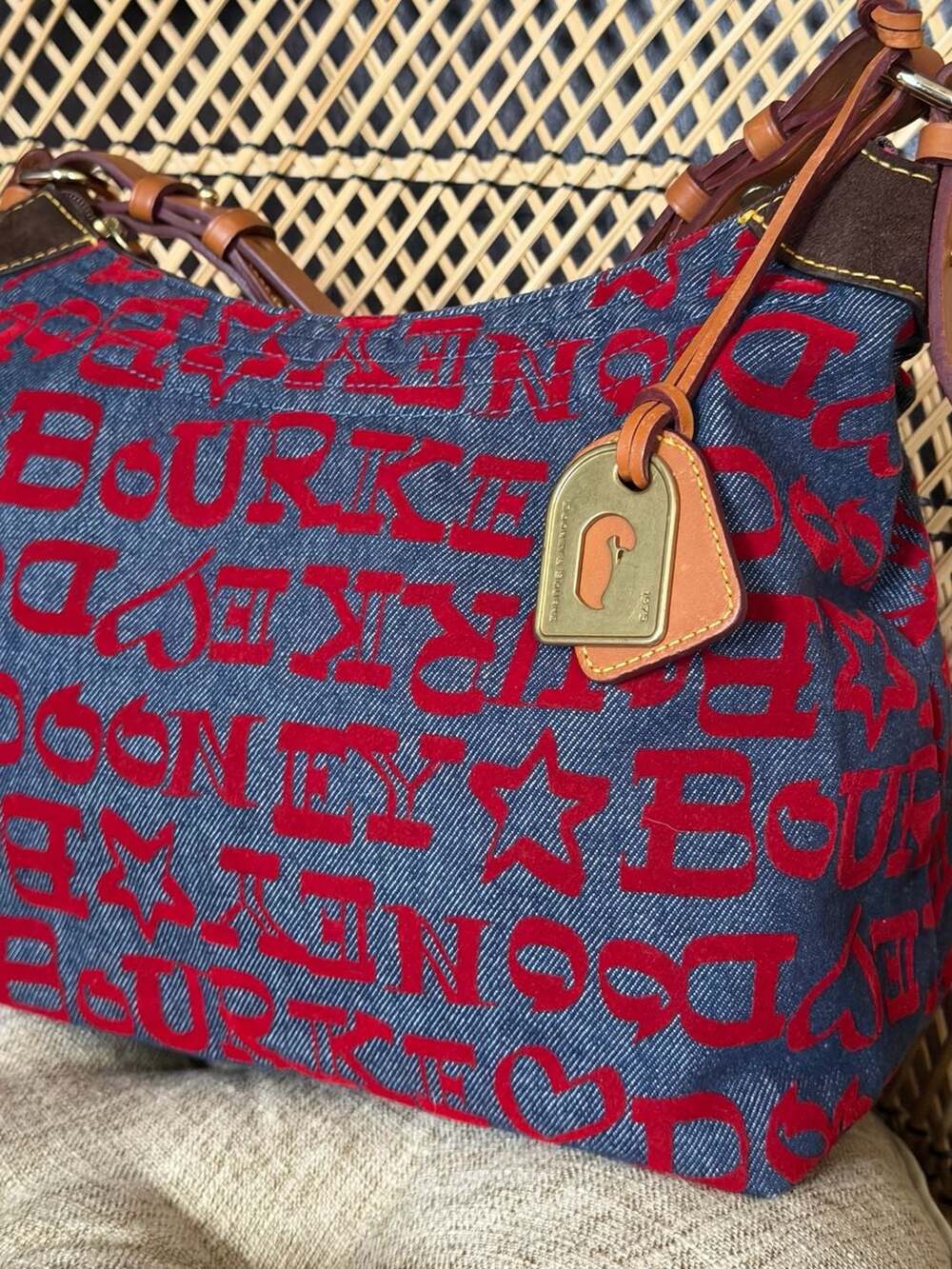 Y2K Authentic Dooney & Bourke Denim Red Shoulder Bag